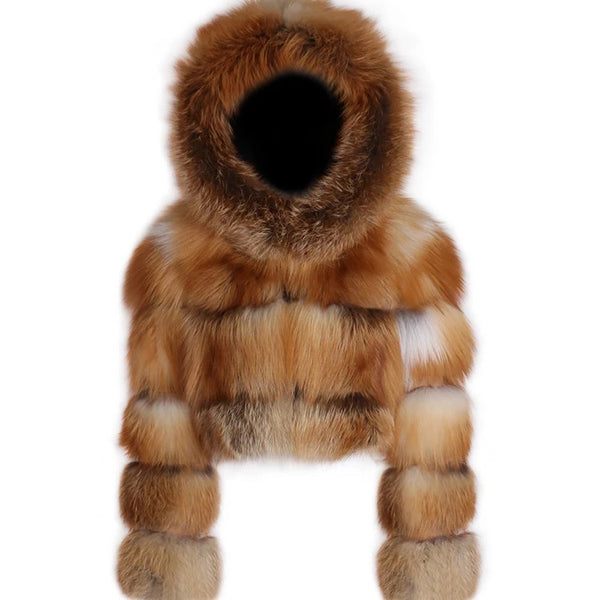 Cropped Fox Fur Hooded