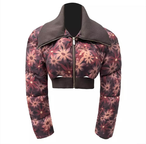 Cropped Up Pattern Puffer