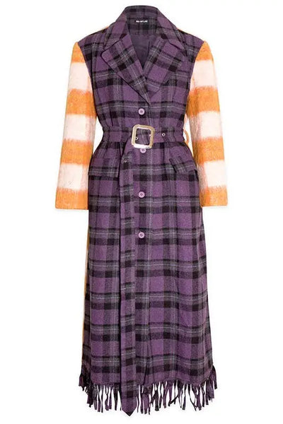 Plaid Contrast Wook Coat