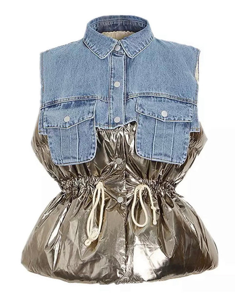 Denim & Metallic Vest