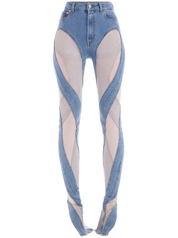 Denim Mesh Pants